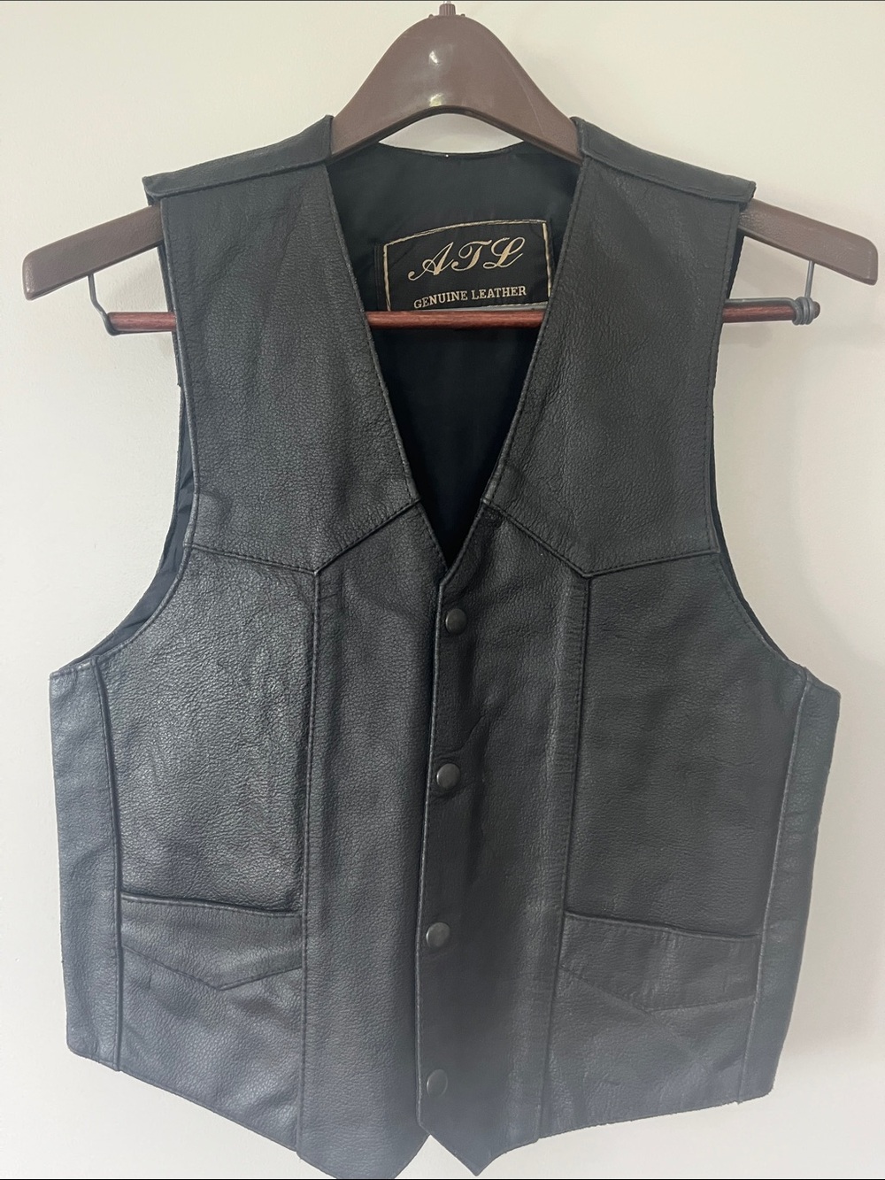 Genuine Leather Black Men's Vest